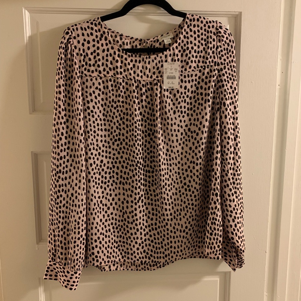 J. Crew Pink Spotted Blouse